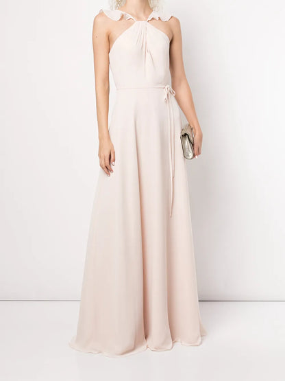 Ruffle Halter-Neck Gown