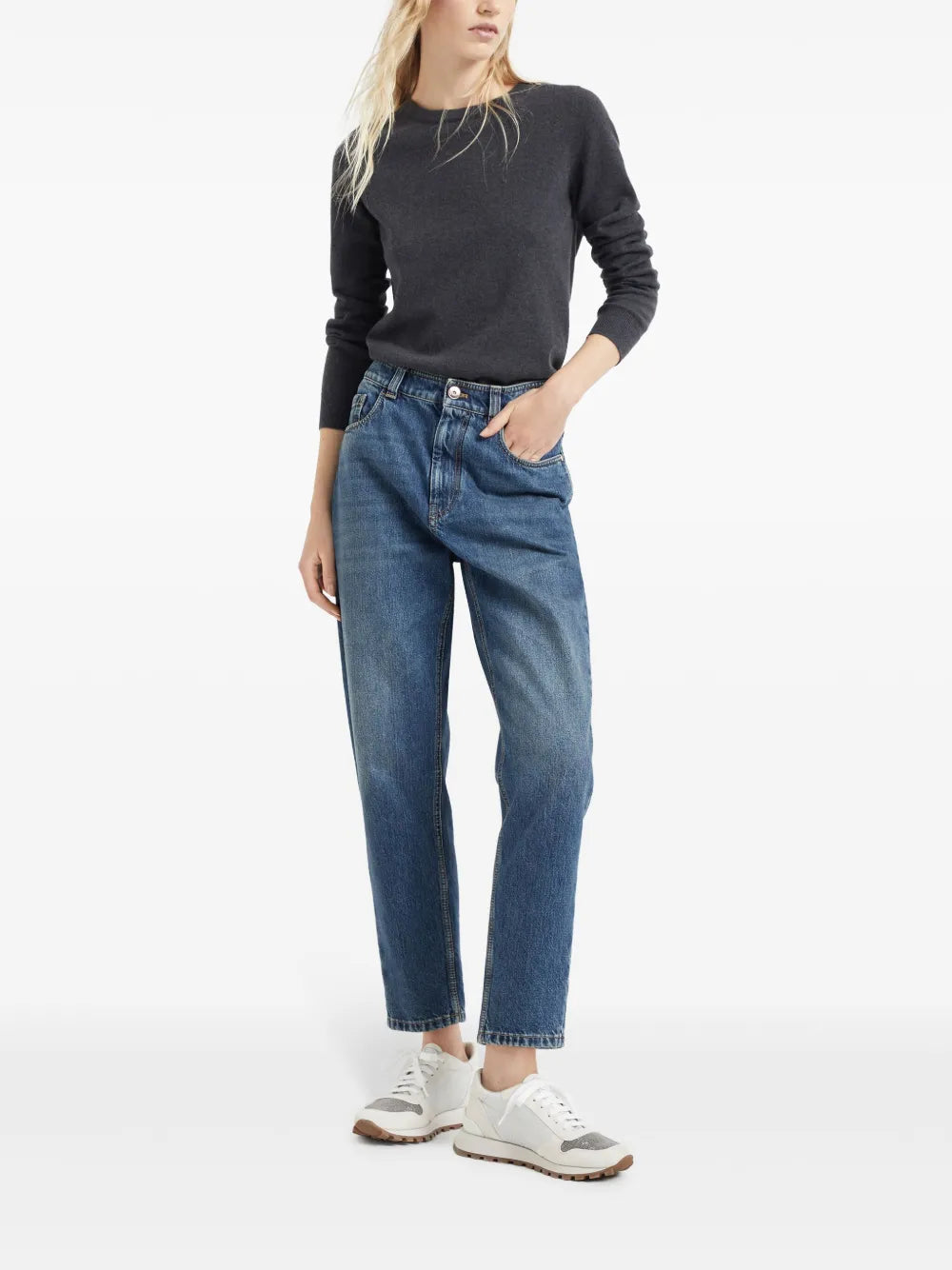 Long-Sleeved Cashmere-Knit Top