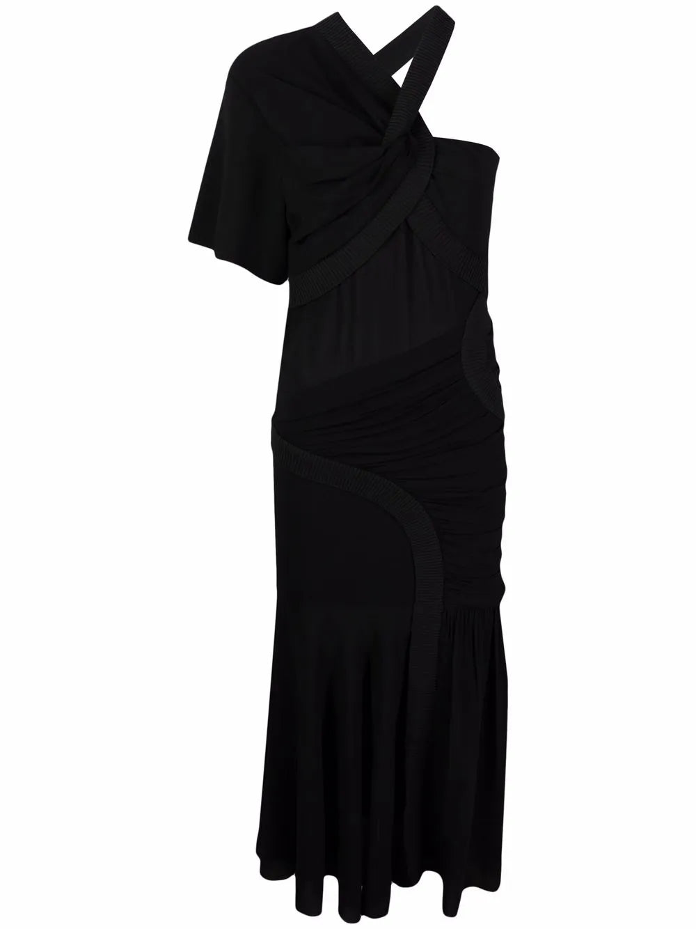 Single-Sleeve Midi Dress