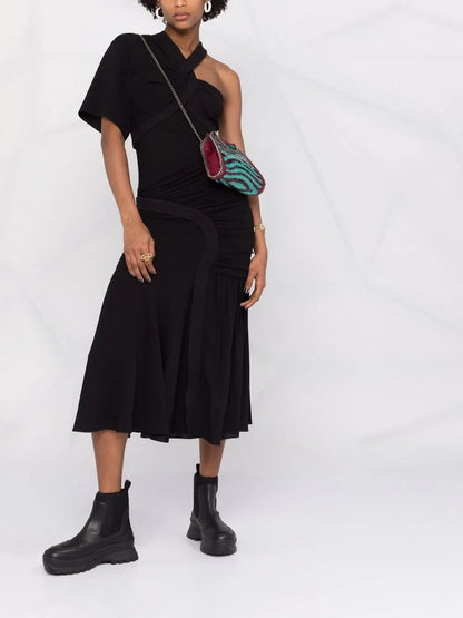 Single-Sleeve Midi Dress