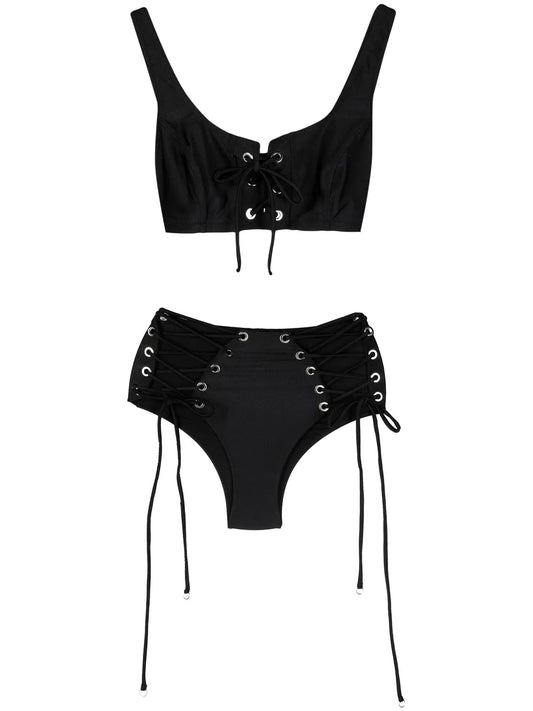 Lattice-Strap Bikini Set