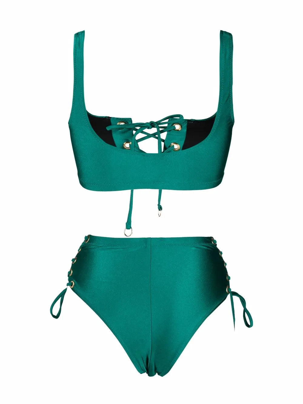 Lattice-Strap Metallic Bikini Set