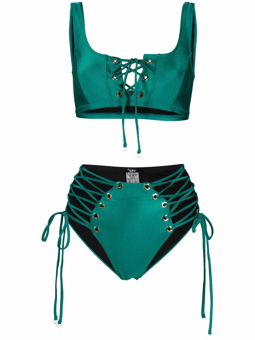 Lattice-Strap Metallic Bikini Set