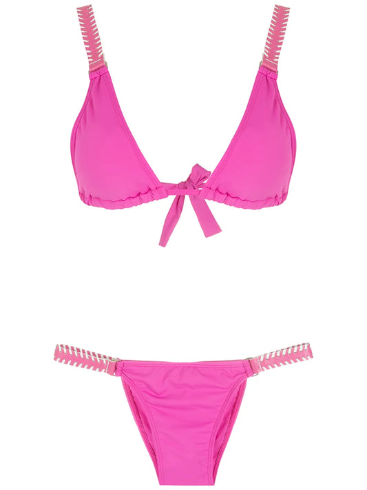 Tie-Fastening Triangle Bikini Set