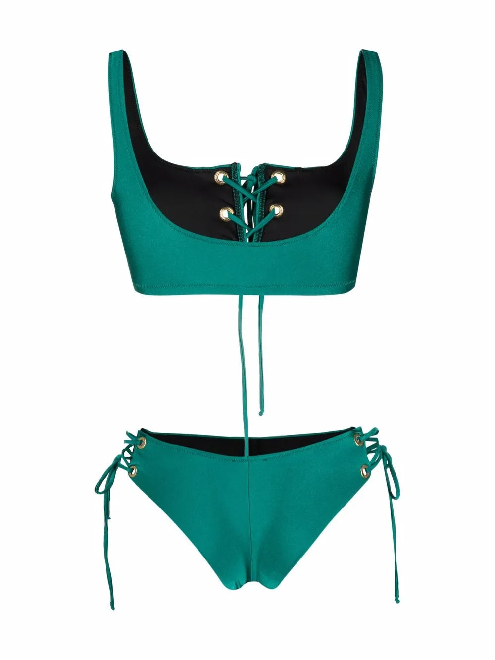 Lattice-Strap Metallic Bikini Set