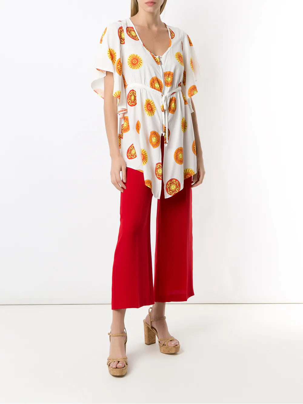 Tie-Fastening Printed Blouse