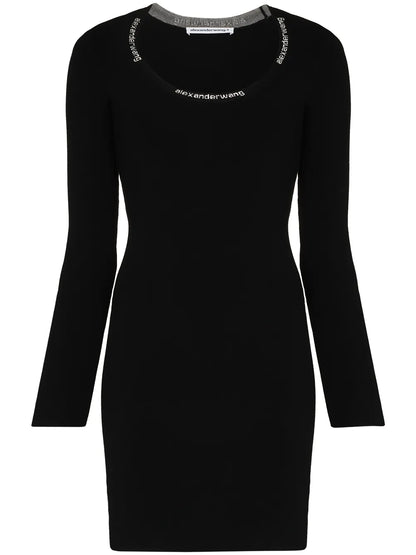 Logo-Trim Bodycon Mini Dress