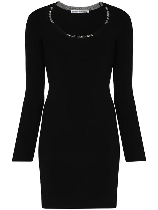 Logo-Trim Bodycon Mini Dress
