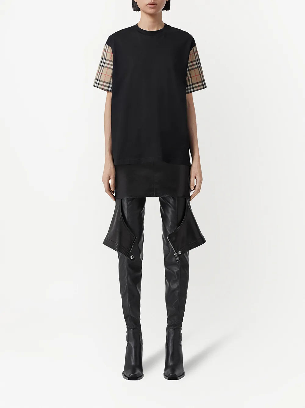 Vintage Check-Sleeve T-Shirt