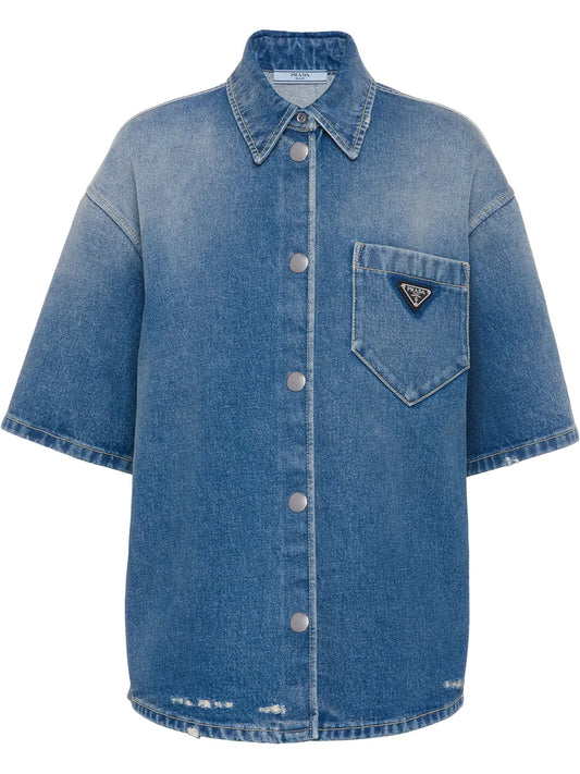 Triangle-Logo Denim Shirt
