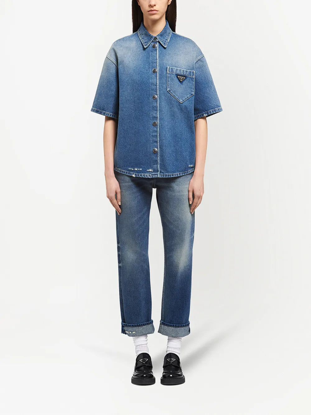 Triangle-Logo Denim Shirt