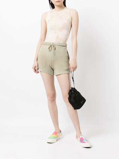 Faded Raw-Cut Track Shorts