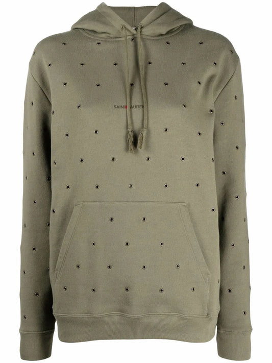 Eyelet-Embellished Hoodie