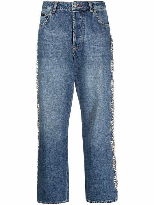 Crystal Cable Wide-Leg Jeans