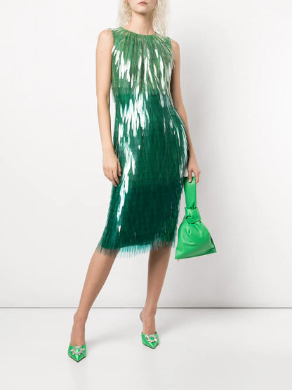 Gradient-Effect Sequin Embellished Dress
