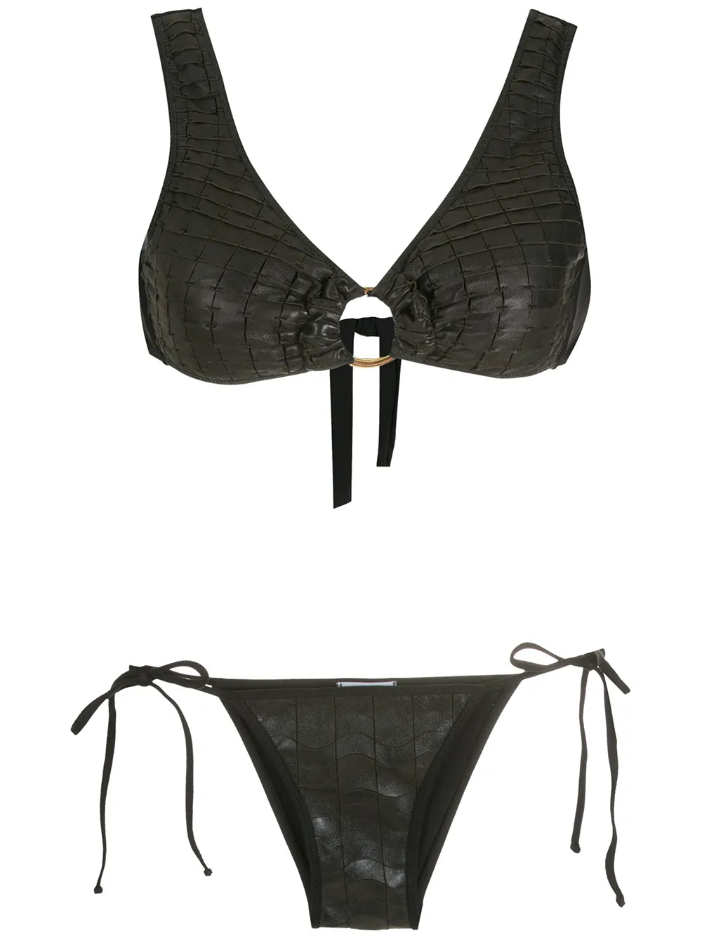 Textured Triangle Bikini Set