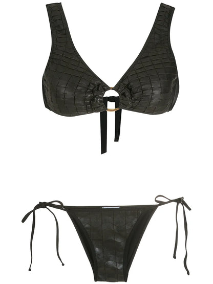 Textured Triangle Bikini Set