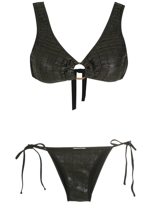 Textured Triangle Bikini Set