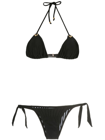 Textured Triangle Bikini Set