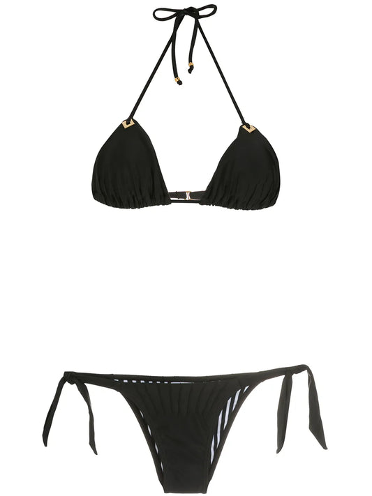 Textured Triangle Bikini Set