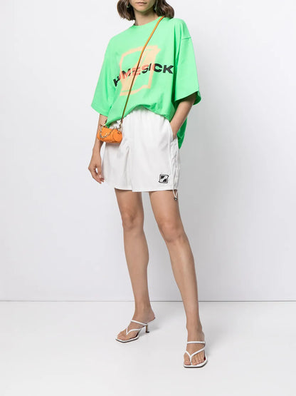 High-Waisted Logo-Patch Shorts