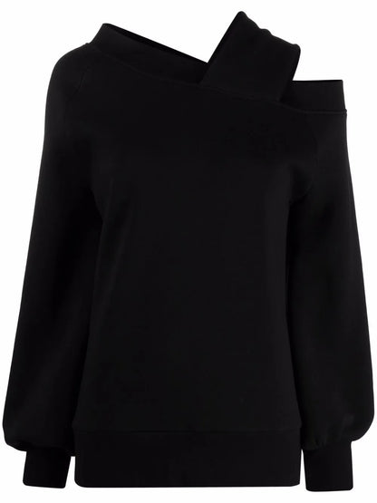 Balloon-Sleeve Off-Shoulder Sweatshirt