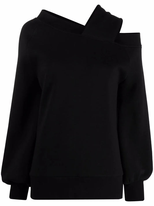 Balloon-Sleeve Off-Shoulder Sweatshirt