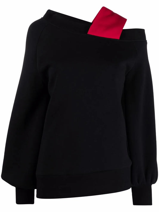 Padded-Strap Asymmetric Sweatshirt
