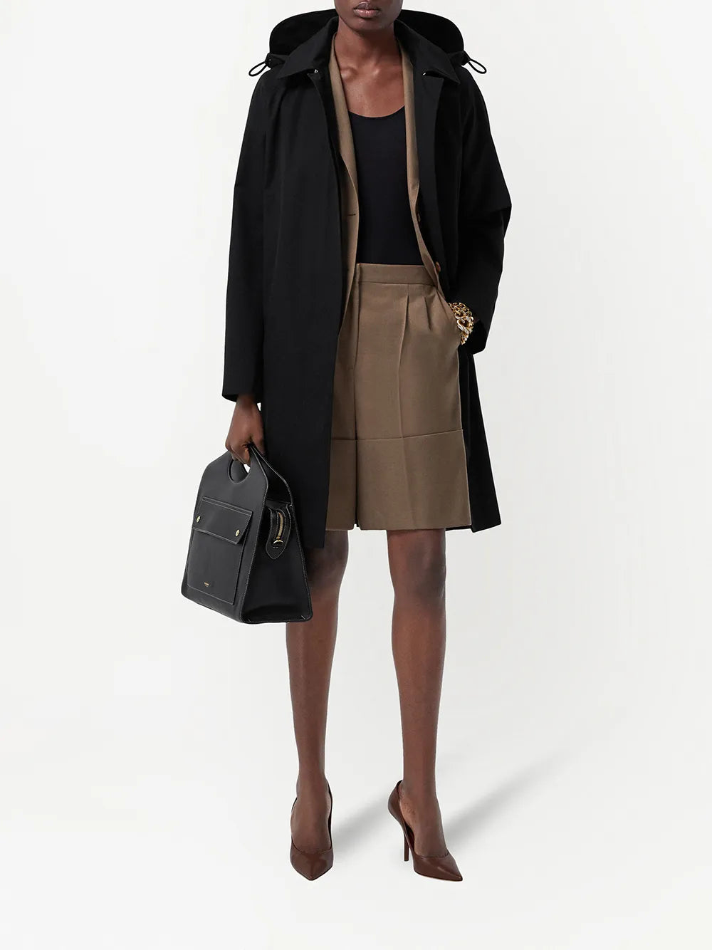 Gabardine Hooded Car Coat
