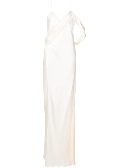 Silk Wrap Floor-Length Gown