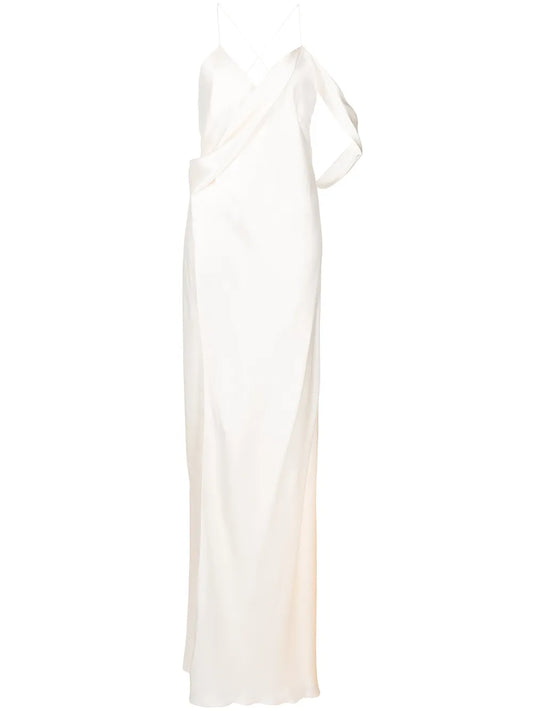 Silk Wrap Floor-Length Gown