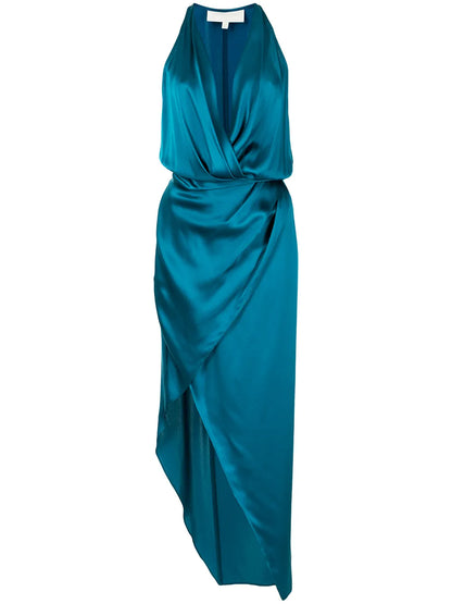 Asymmetric Halterneck Silk Dress