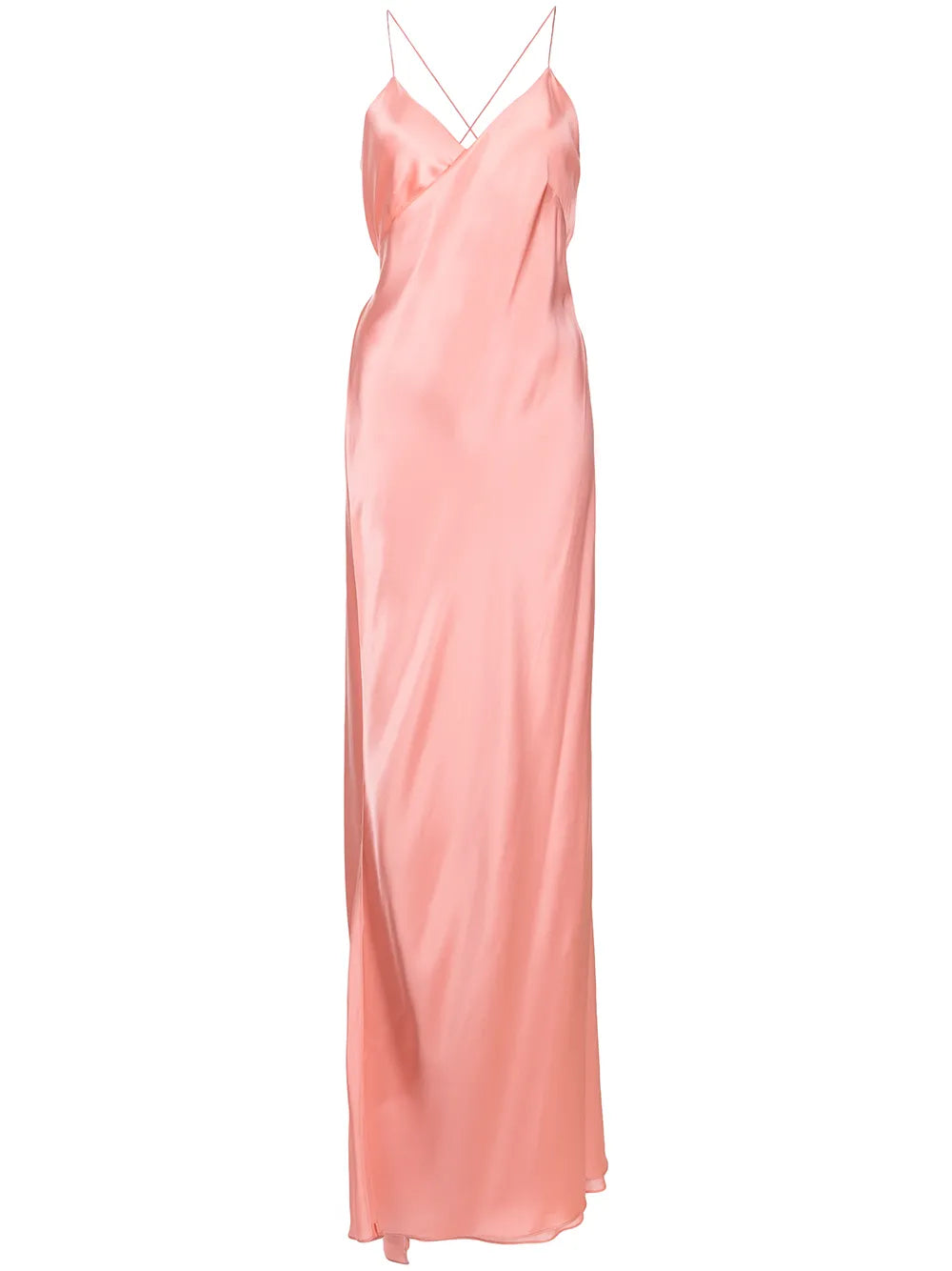 Cross-Strap Silk Wrap Gown