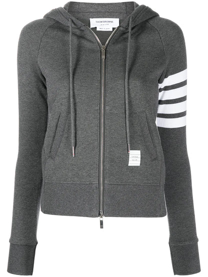 4-Bar Stripe Zip-Fastening Hoodie