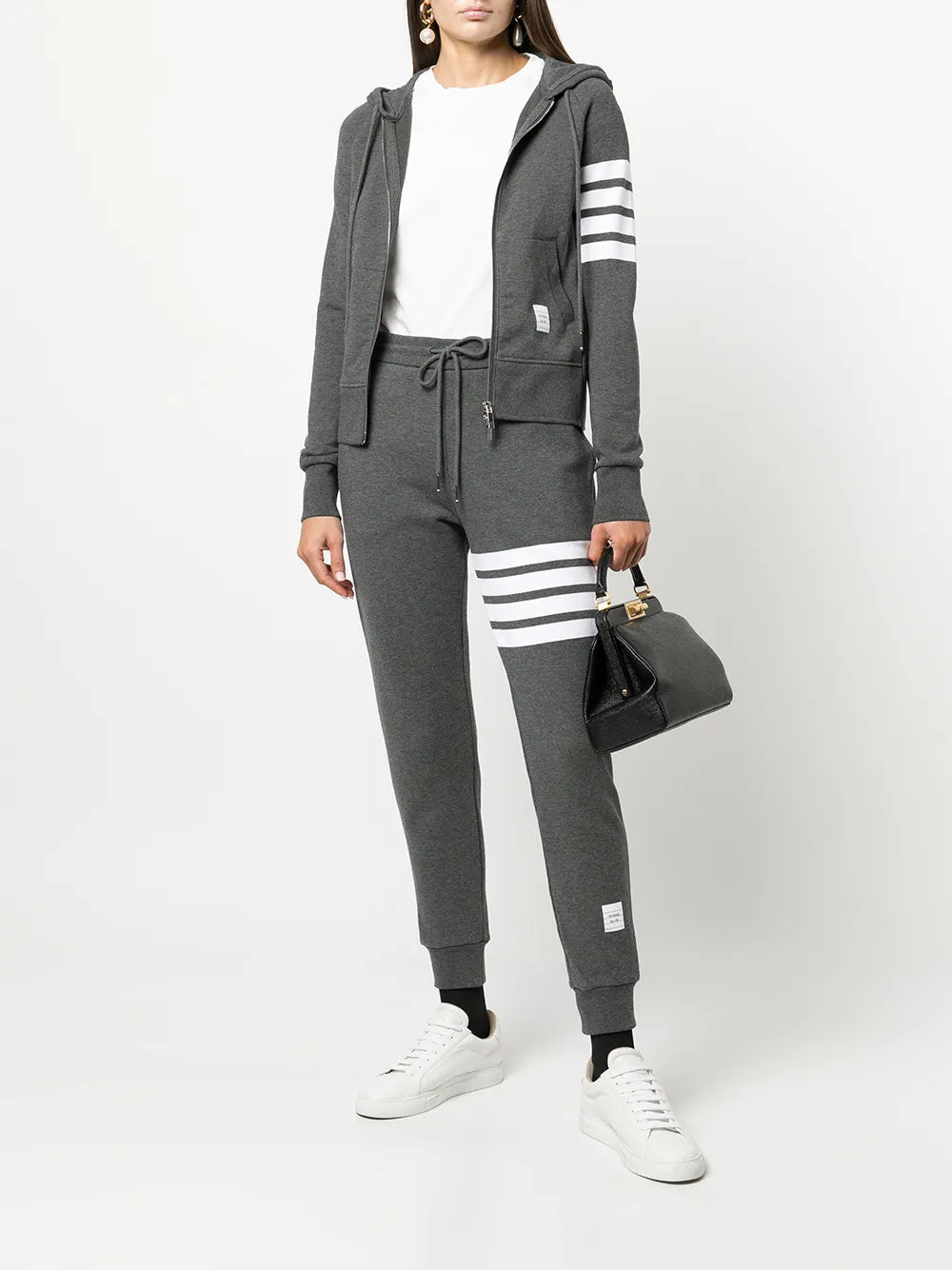 4-Bar Stripe Zip-Fastening Hoodie