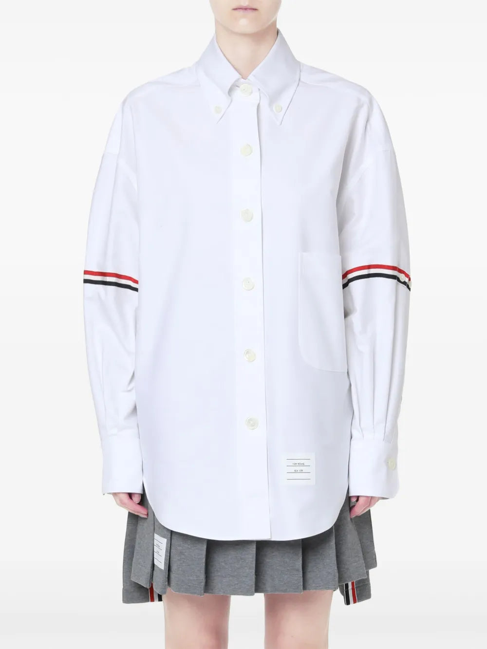 Button-Collar Grosgrain Armband Shirt