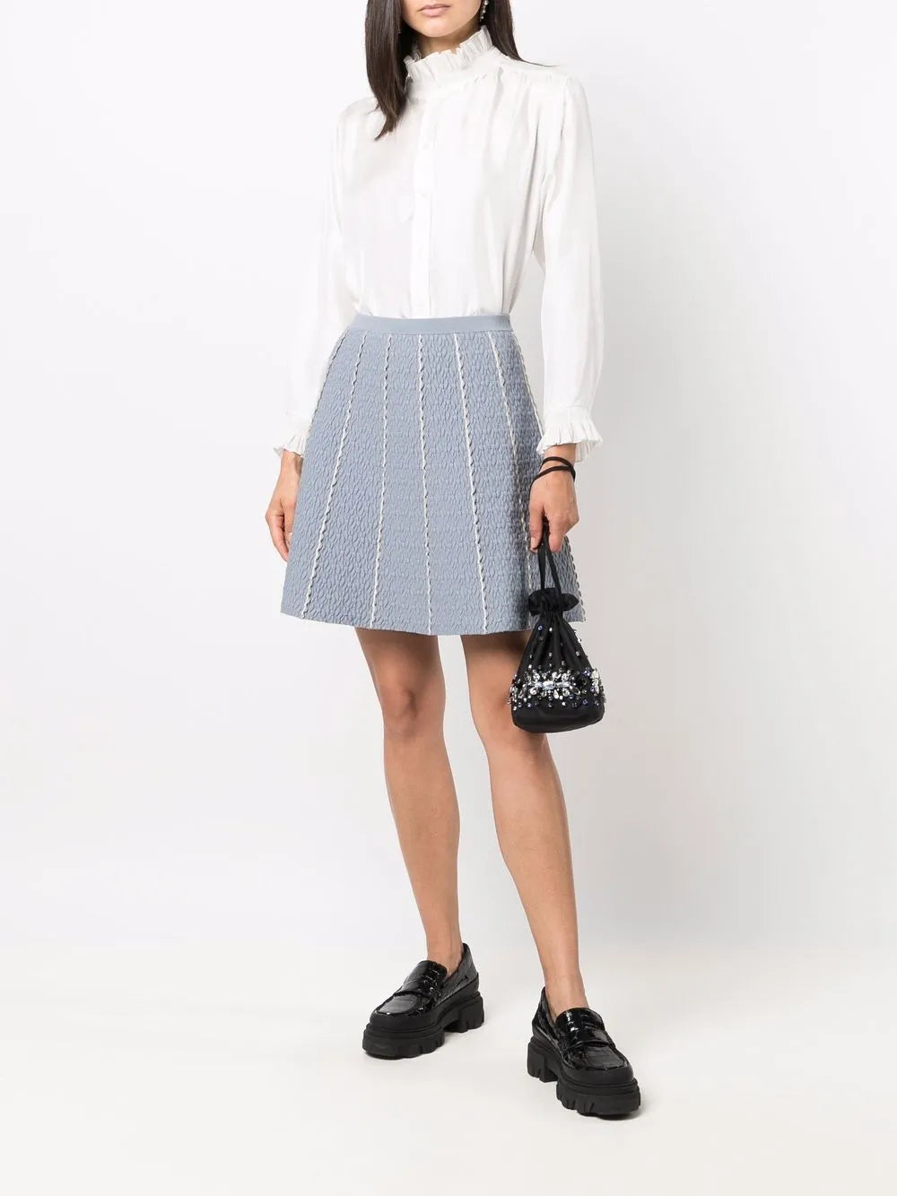 Gathered-Collar Silk Shirt