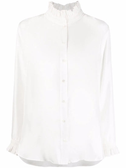 Gathered-Collar Silk Shirt