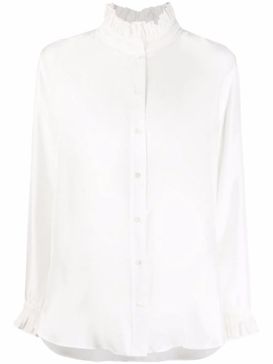 Gathered-Collar Silk Shirt