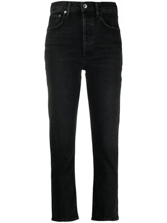 High-Waisted Straight-Leg Jeans