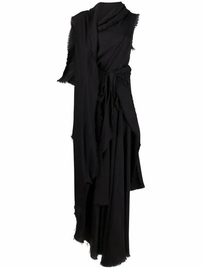 Asymmetric Draped Maxi Dress