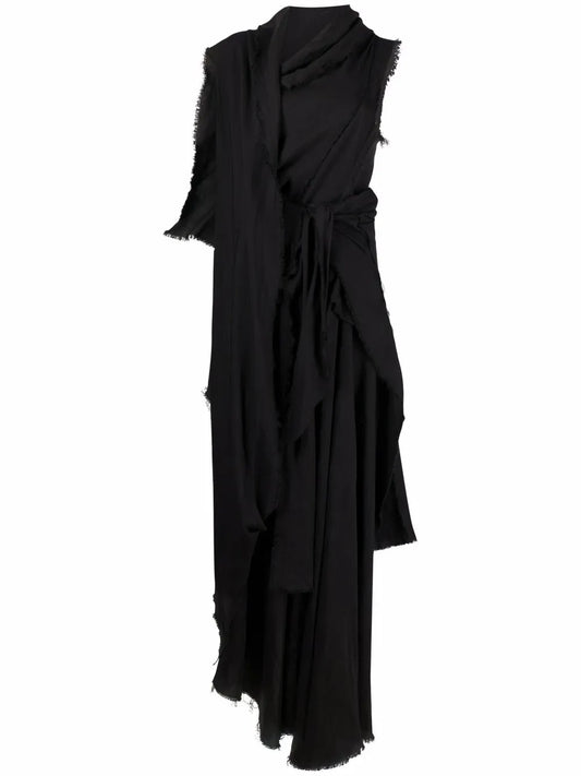 Asymmetric Draped Maxi Dress
