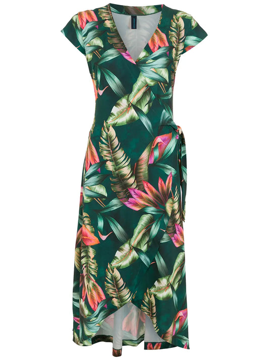 Falcão Leaf-Print Wrap Dress