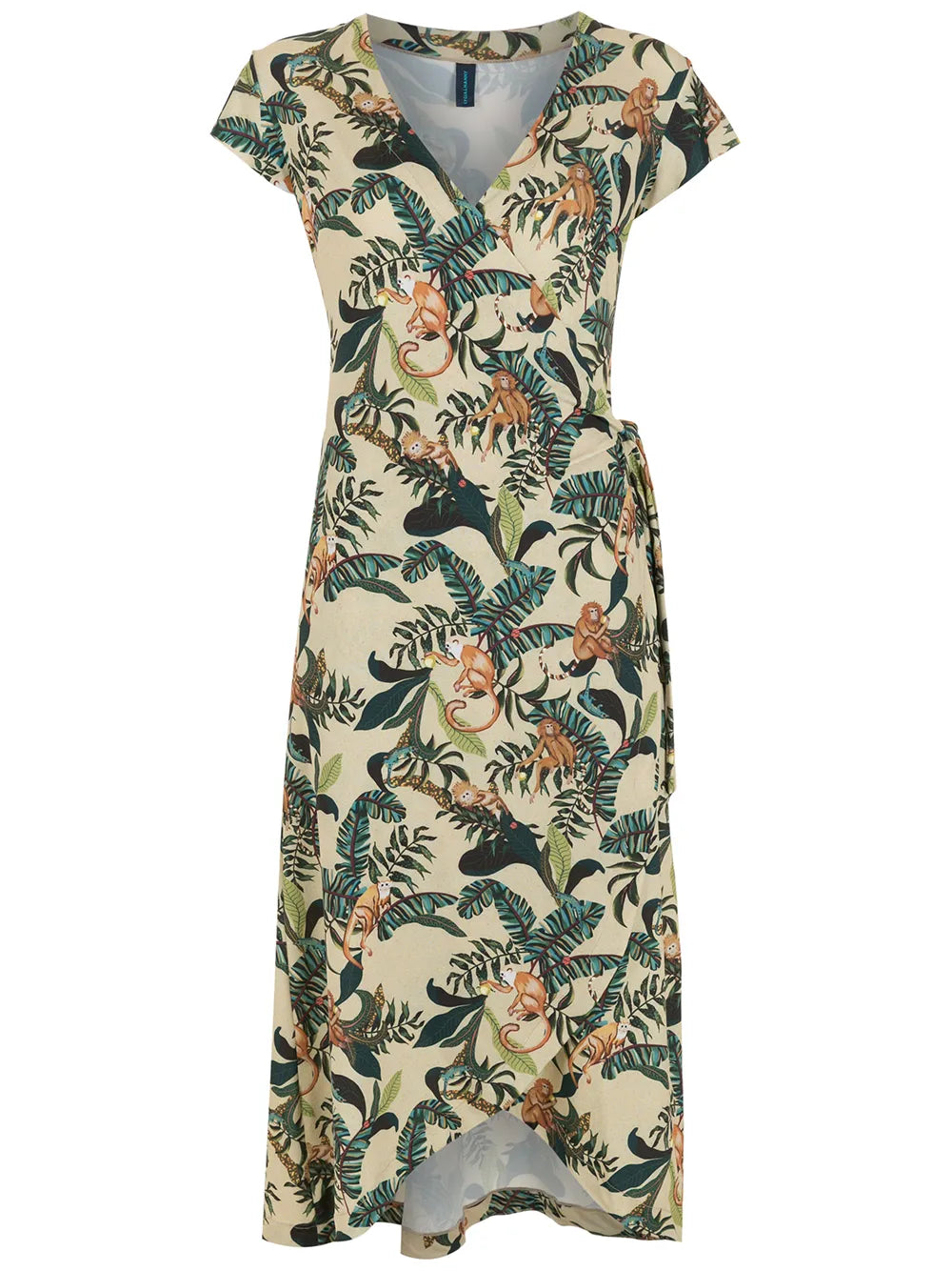 Falcão Monkey-Print Wrap Dress