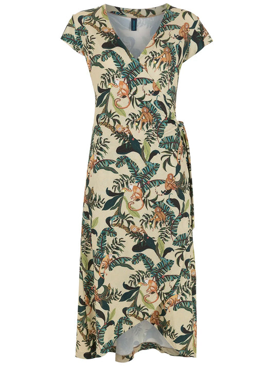 Falcão Monkey-Print Wrap Dress