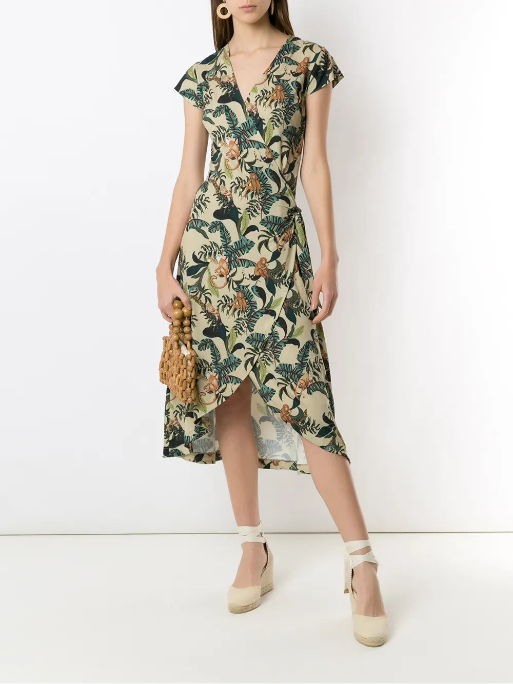 Falcão Monkey-Print Wrap Dress