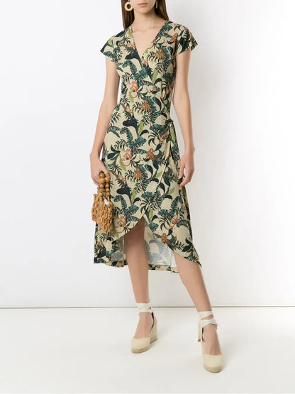 Falcão Monkey-Print Wrap Dress