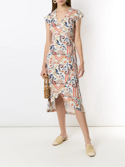 Falcão Tile-Print Wrap Dress