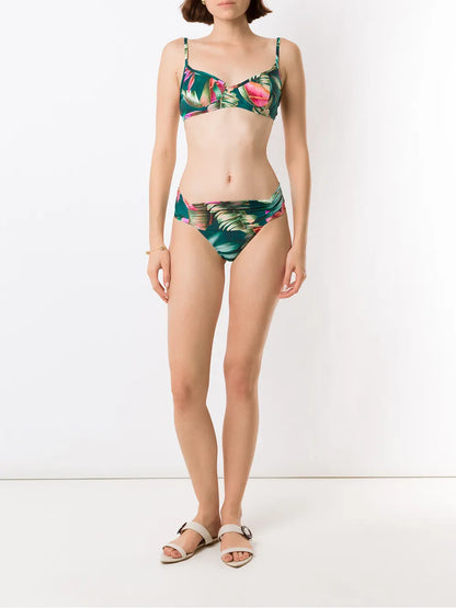 Cassis Leaf-Print Bikini