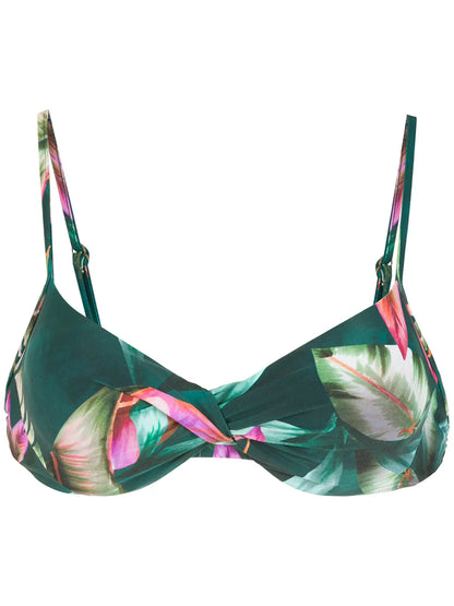 Fiji Leaf-Print Bikini Top